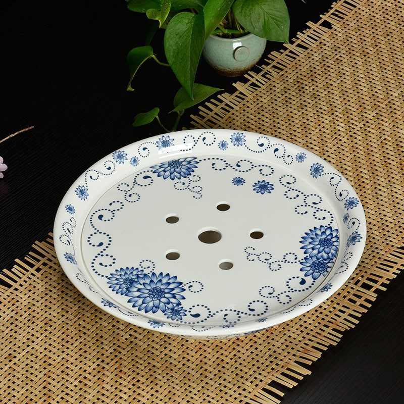 Blue and white porcelain ceramics tea tray circular Storage Chahai Tea Service Saucer Large double-deck Tea boatin the Tableware , Tea set , Tea tray category - from Buy2taobao.com to provide professional Taobao agent buy service