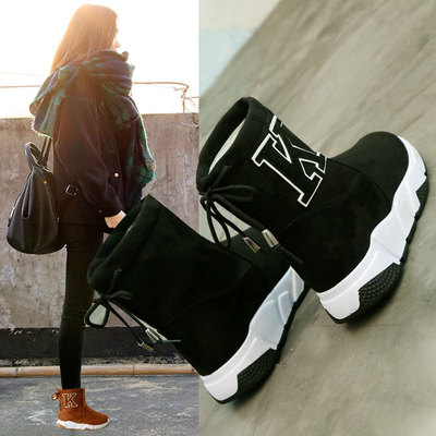 雪地靴女冬季2018新款短筒韩版百搭学生加绒保暖棉鞋厚底防水靴子