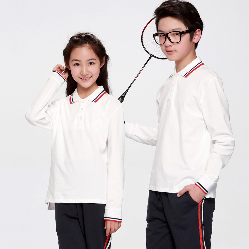 children white T-shirt pupil summer school uniform Boy College wind girl Primer pure cotton Long sleeve polo Sweaterin the Children/Baby/Family fitted , T-shirt category - from Buy2taobao.com to provide professional Taobao agent buy service