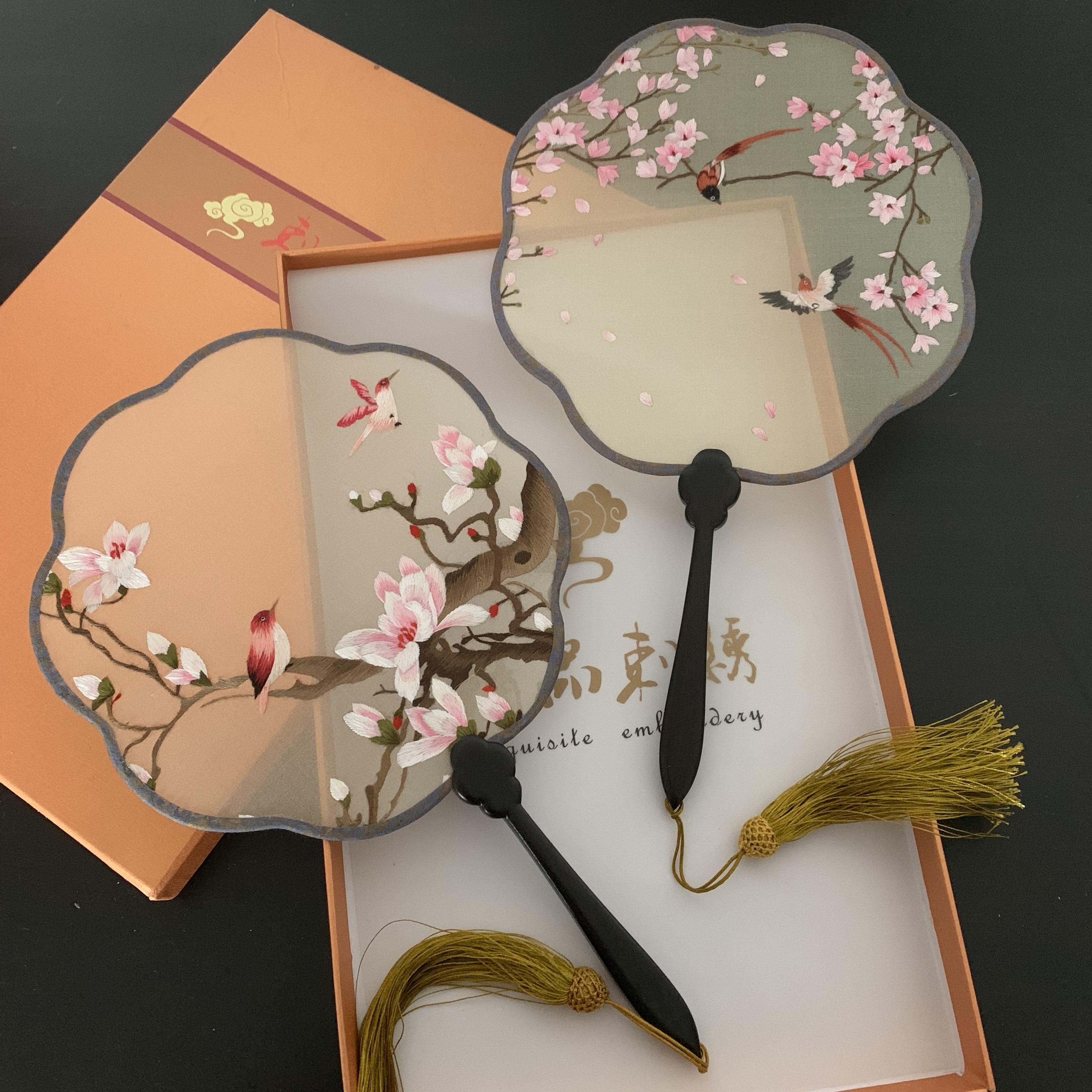 Suzhou embroidery finished product Fan Purple Tan Shanbing Double-sided embroidery circular fan Hanfu Accessories Gift box Chinese style Small giftsin the Home accessories , Craft fan category - from Buy2taobao.com to provide professional Taobao agent buy service