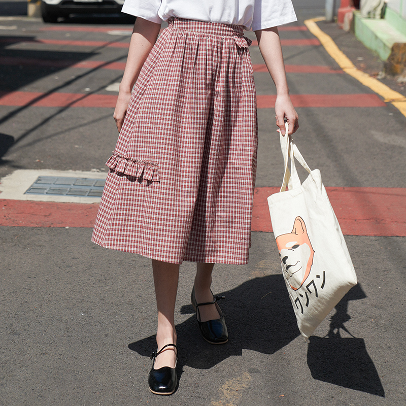 Green Rose 2019 Summer wear new pattern student Easy Versatile leisure time stripe Mid length version skirt skirtin the Women's clothing/Boutique , Skirts category - from Buy2taobao.com to provide professional Taobao agent buy service