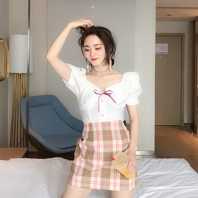 Short skirt lattice skirt A word skirt Paige skirt 2019 new pattern Thin and small Height Skirtin the Women's clothing/Boutique , Skirts category - from Buy2taobao.com to provide professional Taobao agent buy service