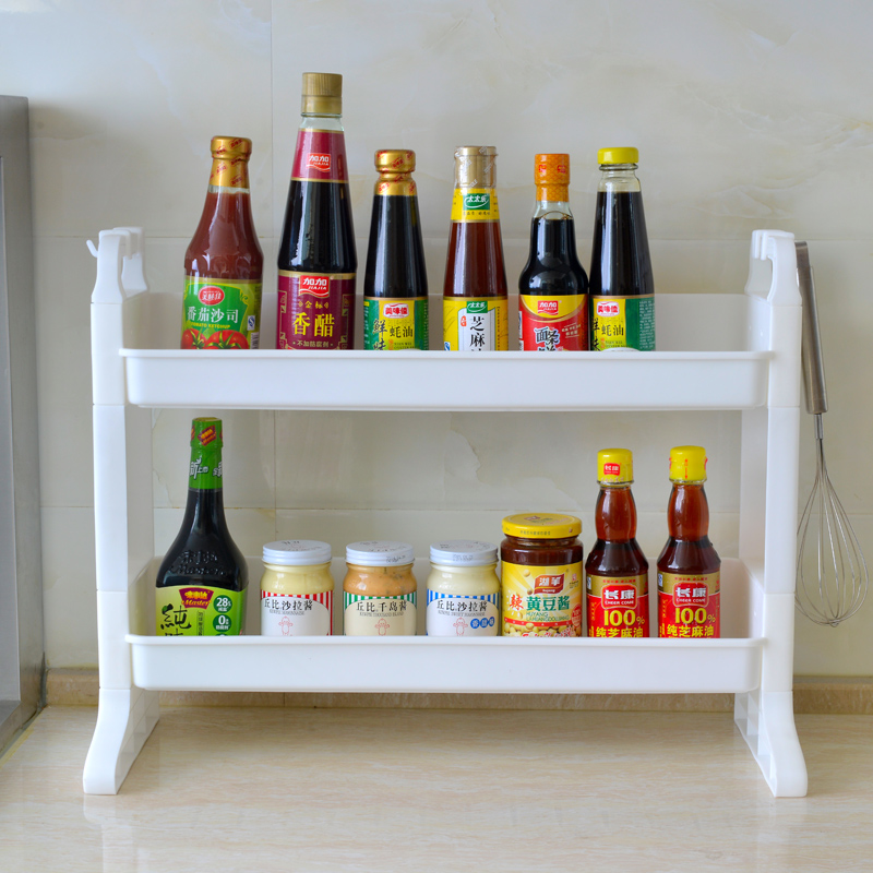 厨房置物架 调味料 落地式调料架子免打孔洗漱台双层收纳架塑料盒|msdalam kategori perabot kediaman, rak, rak lain - dari Buy2taobao.com untuk memberikan perkhidmatan ejen Taobao profesional membeli