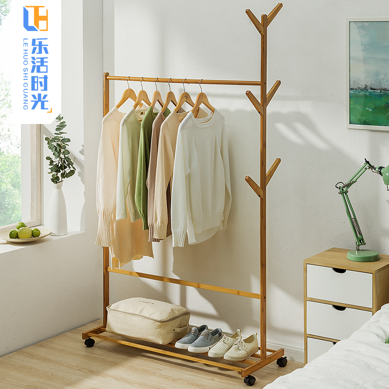 楠竹衣帽架落地带轮推拉移动实木挂衣架简易衣服架子卧室宿舍家用在类目 住宅家具, 架类, 衣帽架中 - 来自Buy2taobao.com提供专业的淘宝代购服务