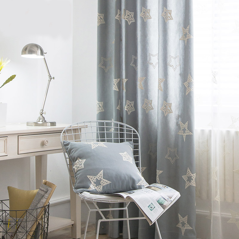 curtain Northern Europe Simplicity bedroom fresh Cotton and hemp Embroidery curtain literature star curtain a living room blue xcin the Home Fabric , Curtains and curtain accessories , Custom curtains category - from Buy2taobao.com to provide professional Taobao agent buy service