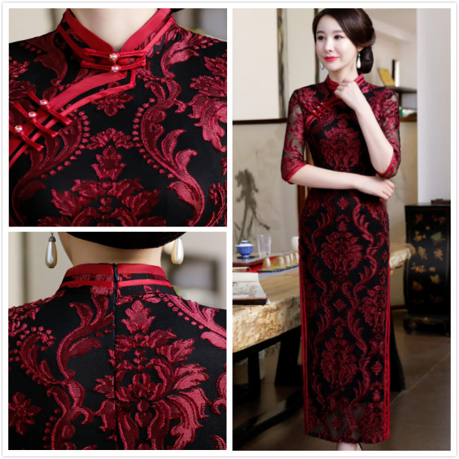 高档喜庆宴会婆婆婚礼妈妈装婚庆冬季礼服旗袍连衣裙2019新款女QP|msdalam kategori Butik wanita / wanita, wanita saiz besar - dari Buy2taobao.com untuk memberikan perkhidmatan ejen Taobao profesional membeli