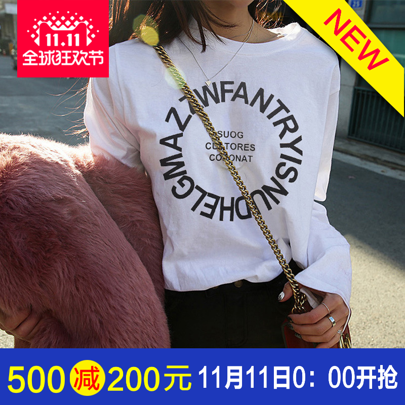 2019春夏装新款长袖t恤女装韩版宽松短袖上衣服大码打底衫体桖潮|msdalam kategori Butik wanita / wanita, sweater/Fleece - dari Buy2taobao.com untuk memberikan perkhidmatan ejen Taobao profesional membeli