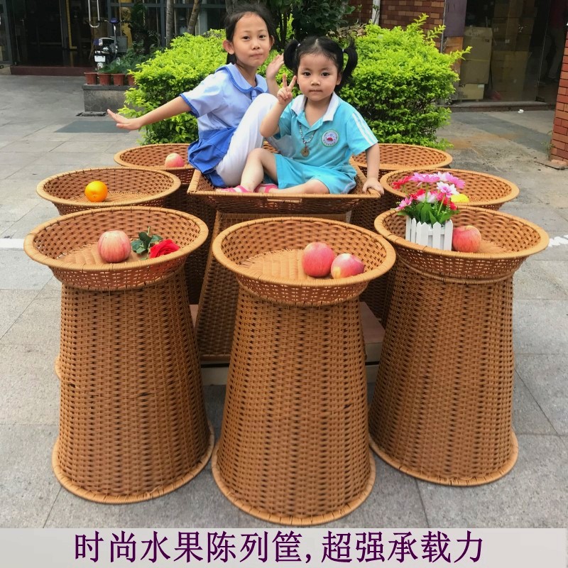 堆頭籃仿藤編超市水果陳列筐蔬菜托盤水果堆頭架海鮮幹貨展示籃在類目 商業/辦公傢俱, 超市傢俱, 蔬菜籃/水果籃中 - 來自Buy2taobao.com提供專業的淘寶代購服務