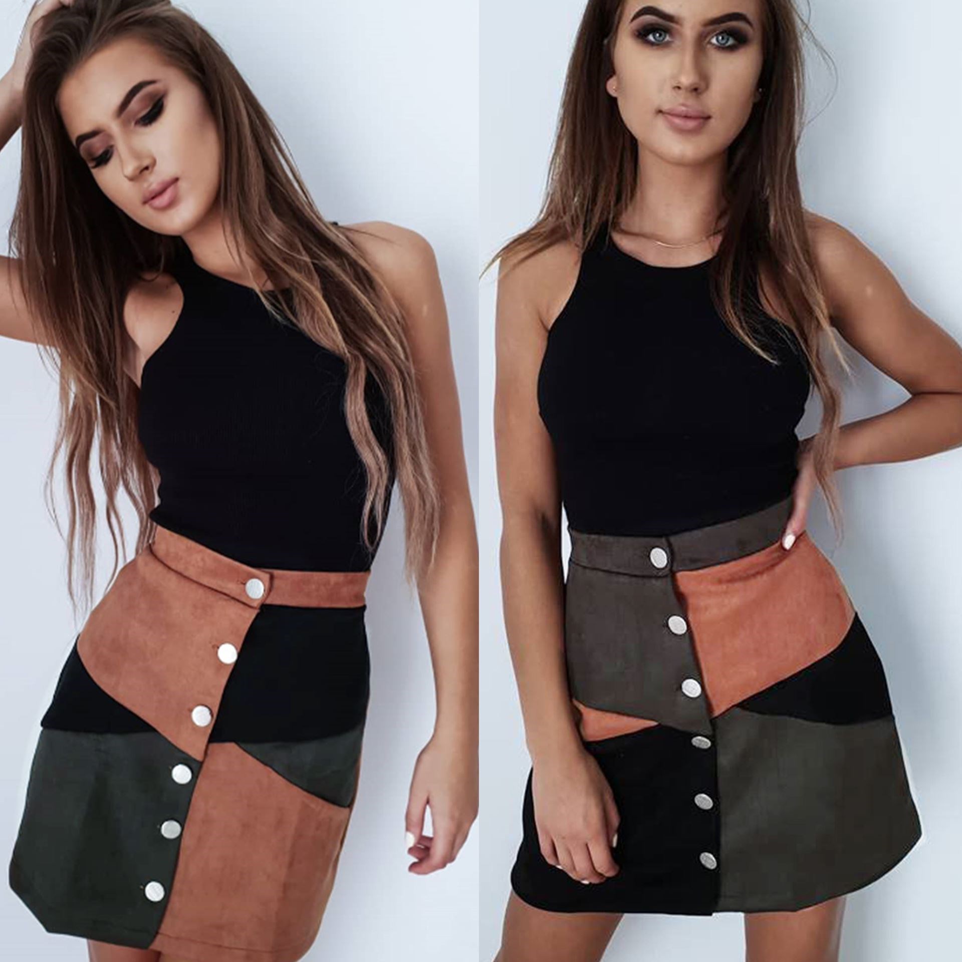 Suede women skirt Vintage button short skirts High waist|ruв категории Женская одежда, юбка - от Buy2taobao.com для оказания профессиональной услуги покупки агента Taobao