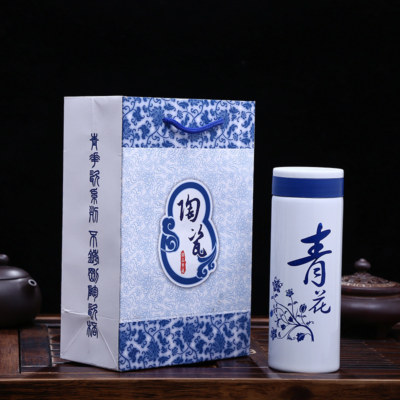 double-deck Stainless steel vacuum cup originality Blue and white porcelain Water cup Daily gift Ceramic cupin the Tableware , Cup/Cups/Kettle , Mug category - from Buy2taobao.com to provide professional Taobao agent buy service