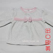 外贸原单absorba/婴儿宝宝天鹅绒长袖T恤/蝴蝶结哈衣/爬服/0-3M