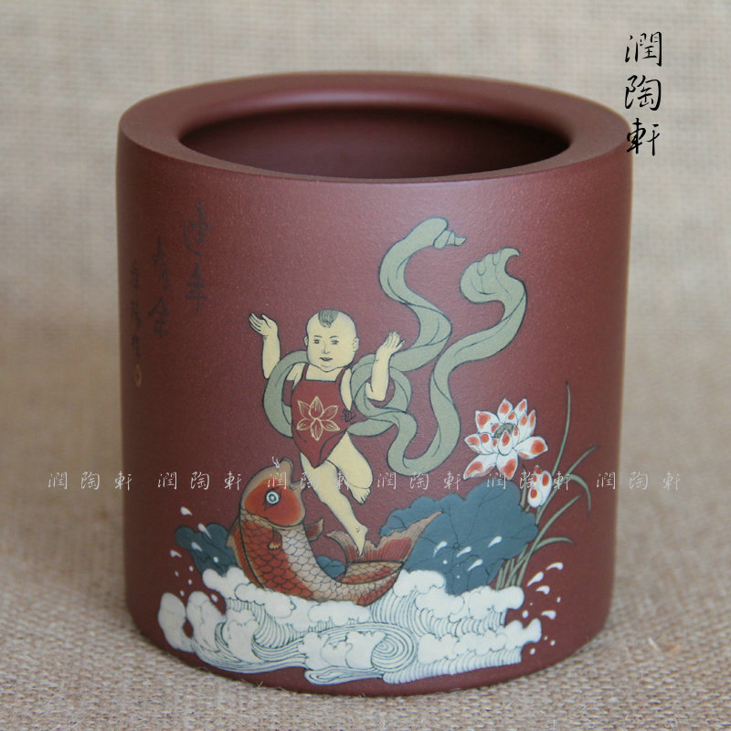 宜興紫砂文房用品紫砂筆筒全手工泥繪 紫砂茶道零配 功夫茶具在類目 餐飲具, 茶具, 茶道/零配中 - 來自Buy2taobao.com提供專業的淘寶代購服務