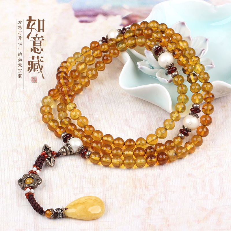 如意藏天然缅甸原矿金珀琥珀7mm108颗清宫款佛珠手链项链手串|ruв категории ювелирные изделия/алмаз/жадеит/золото, природного янтаря (новая), монисто - от Buy2taobao.com для оказания профессиональной услуги покупки агента Taobao