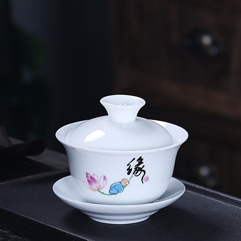 德化白瓷功夫茶具零配件 家用陶瓷盖碗个人泡茶器敬茶碗茶备|ruв категории посуда, чайный сервиз, супник - от Buy2taobao.com для оказания профессиональной услуги покупки агента Taobao