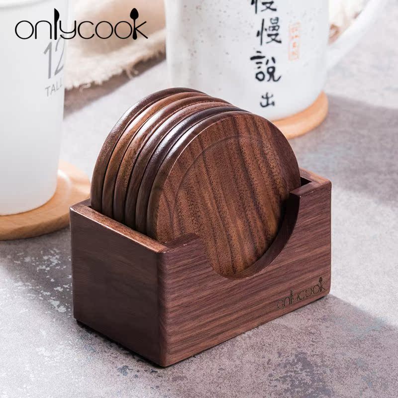 Walnut Coaster originality solid wood Cup mat 6 Insulation pad Japanese Mug suitin the Tableware , Cup/Cups/Kettle , Coaster category - from Buy2taobao.com to provide professional Taobao agent buy service