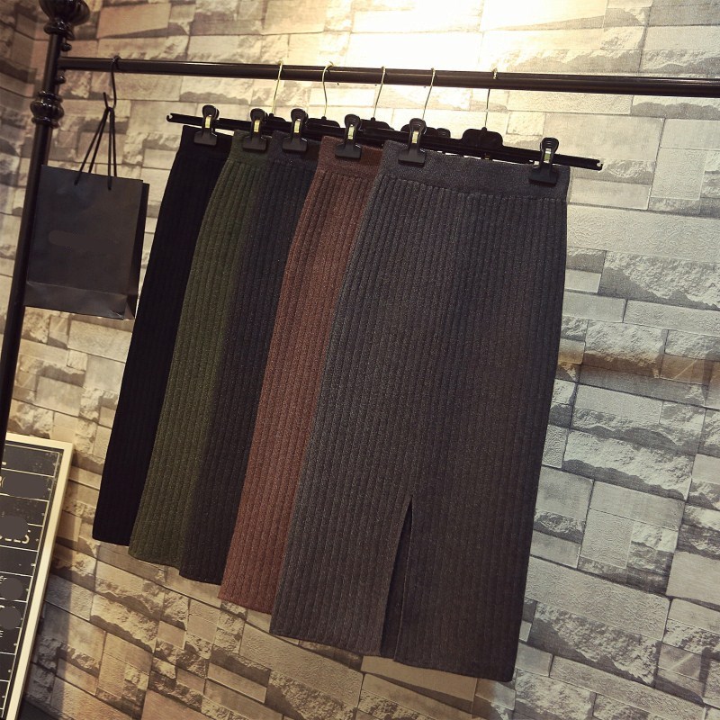 2018 Autumn and winter new pattern Korean Edition Umbrella skirt Elastic waist Easy Package hip Paige knitting skirt Mid length version Wool skirtin the Women's clothing/Boutique , Skirts category - from Buy2taobao.com to provide professional Taobao agent buy service