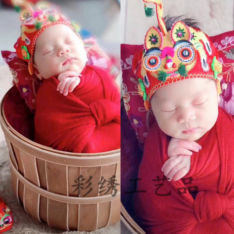 传统手工婴幼儿宝宝虎头囟门帽护顶帽空顶帽满月百天周岁老虎帽子|ruв категории Детская одежда, шляпа/шарф/маска/перчатки/наушники/ноги рукав, шляпа - от Buy2taobao.com для оказания профессиональной услуги покупки агента Taobao