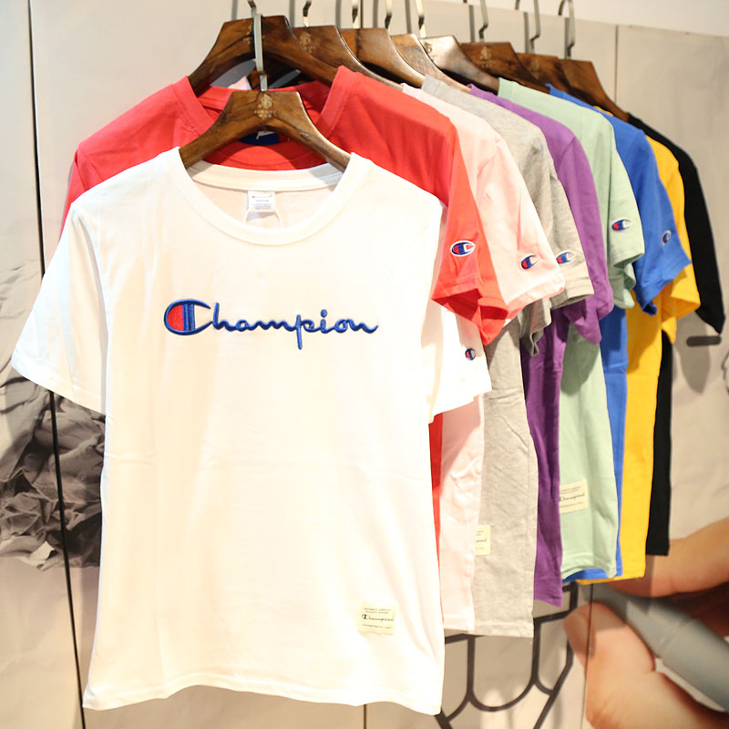Shawn Yue Same item Europe and America Chaopai Short sleeved men and women motion Embroidery pure cotton Primer half sleeve ins Summer loversin the Men's clothing, T-shirt category - from Buy2taobao.com to provide professional Taobao agent buy service