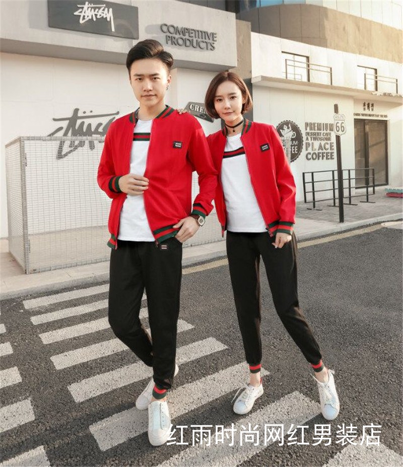 Couples dress 2018 spring and autumn new pattern pure cotton ventilation men and women motion run Long sleeve trousers fashion Trend Threein the Men's clothing, Set , Leisure sports suit category - from Buy2taobao.com to provide professional Taobao agent buy service