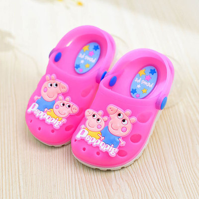 夏季宝宝拖鞋夏男1-3岁儿童凉拖鞋女童防滑包头小孩沙滩鞋洞洞鞋