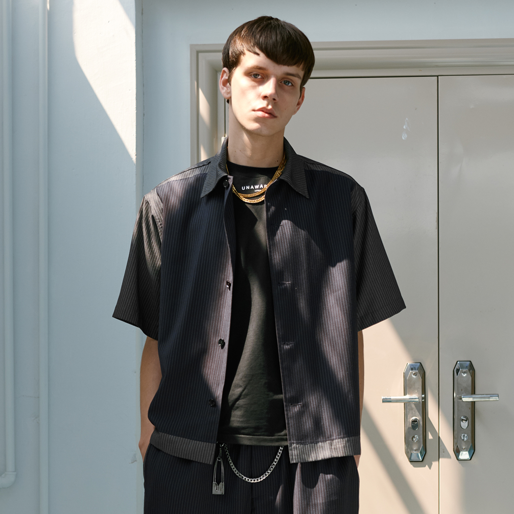 Unawares SS19 前幅镶嵌保龄球衬衫 灰|ruв категории Мужская одежда, рубашка - от Buy2taobao.com для оказания профессиональной услуги покупки агента Taobao