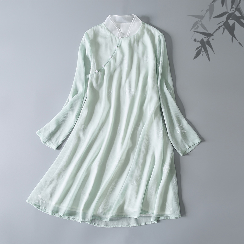 2017新款佛笑缘连衣裙 茶艺禅服立领a版女装中式中长裙两色入女裙在类目 女装/女士精品, 唐装/民族服装/舞台服装, 唐装/中式服装, 上衣中 - 来自Buy2taobao.com提供专业的淘宝代购服务
