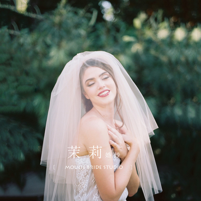 韩式新款新娘简约遮面短款蓬蓬纱多层藕粉色香槟色结婚纱旅拍头纱在类目 服饰配件/皮带/帽子/围巾, 婚纱礼服配件, 头纱中 - 来自Buy2taobao.com提供专业的淘宝代购服务