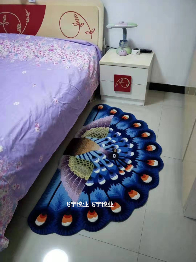经典床边地毯家居地毯 客厅茶几 门厅 卧室地毯孔雀 扇面半圆地毯|ruв категории домашний ткань, ковер - от Buy2taobao.com для оказания профессиональной услуги покупки агента Taobao