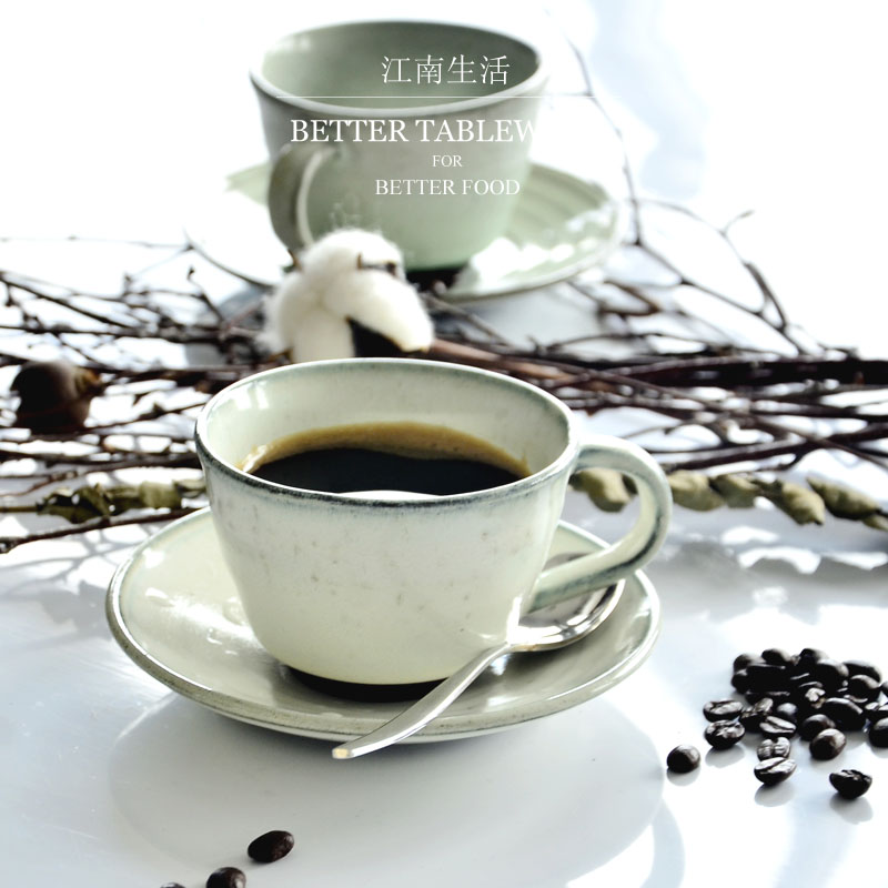 江南生活日式异形杯口做旧粗陶窑变咖啡牛奶花茶杯碟套装杯子碟子在类目 餐饮具, 咖啡器具, 咖啡杯中 - 来自Buy2taobao.com提供专业的淘宝代购服务