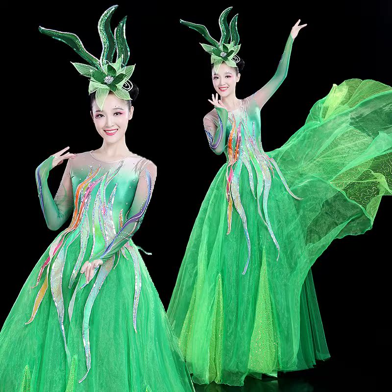 Opening Big swing skirt costume adult 2018 new pattern atmosphere modern large stage Annual meeting Dance Costumein the Women's clothing/Boutique , Costume/National costume/Stage costumes , National costume/Costumes category - from Buy2taobao.com to provide professional Taobao agent buy service
