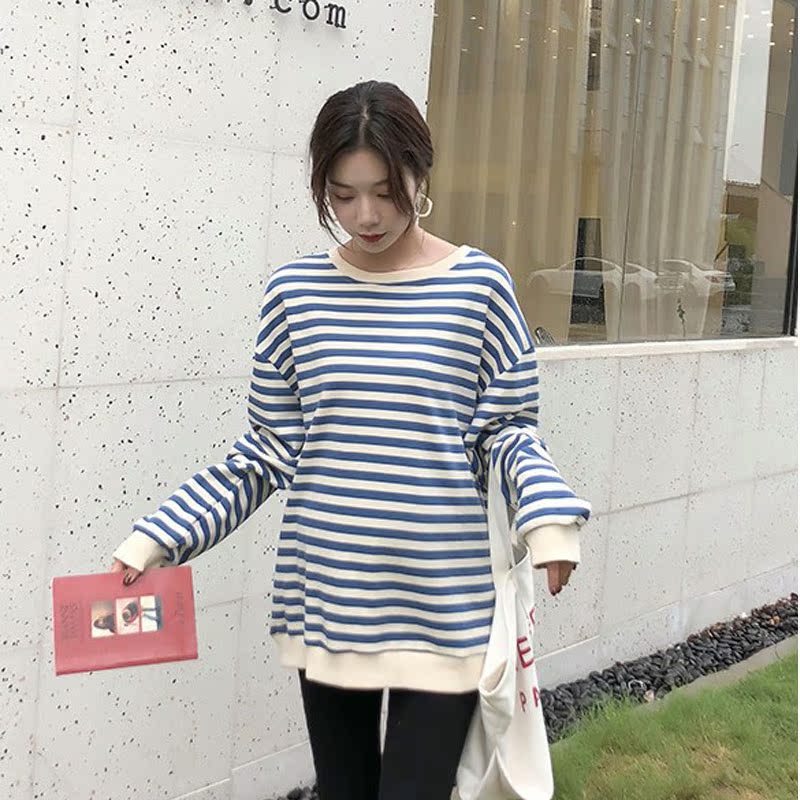 pregnant woman Autumn long-sleeved T-shirt 2018 new pattern pure cotton stripe Large leisure time jacket Korean Edition Chao Ma Versatile jacketin the Maternity/Maternal supplies/Nutrition , Maternity , T-shirt category - from Buy2taobao.com to provide professional Taobao agent buy service