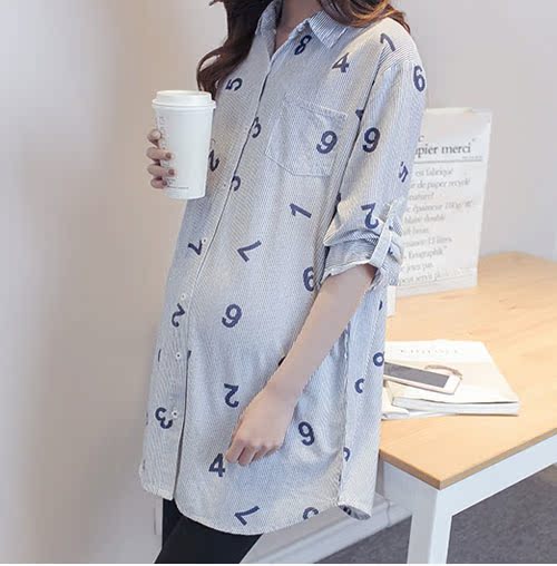Pregnant women shirt 2018 new pattern spring and autumn pure cotton Large leisure time jacket Korean Edition Chao Ma letter shirt Long sleeve shirtin the Maternity/Maternal supplies/Nutrition , Maternity , Shirt/Chiffon shirt category - from Buy2taobao.com to provide professional Taobao agent buy service