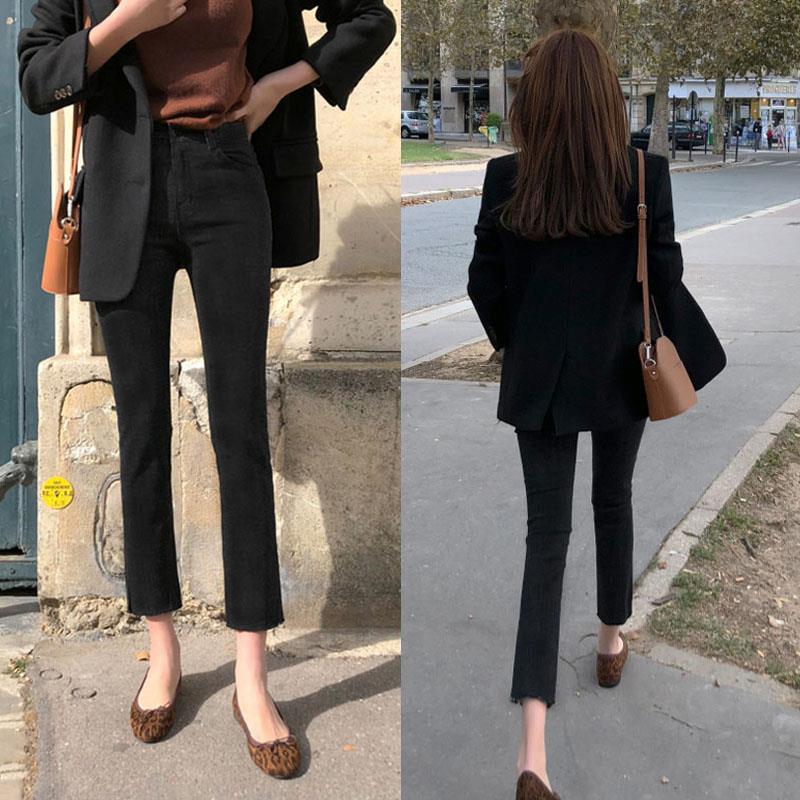 the republic of korea Nine points Straight Jeans 2019 spring and autumn new pattern Paige Elastic force black Flash Eighth Straight pantsin the Women's clothing/Boutique , Jeans category - from Buy2taobao.com to provide professional Taobao agent buy service