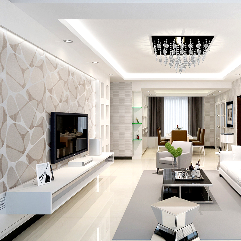 无纺家装墙纸 现代简约珠光石块影视墙 卧室客