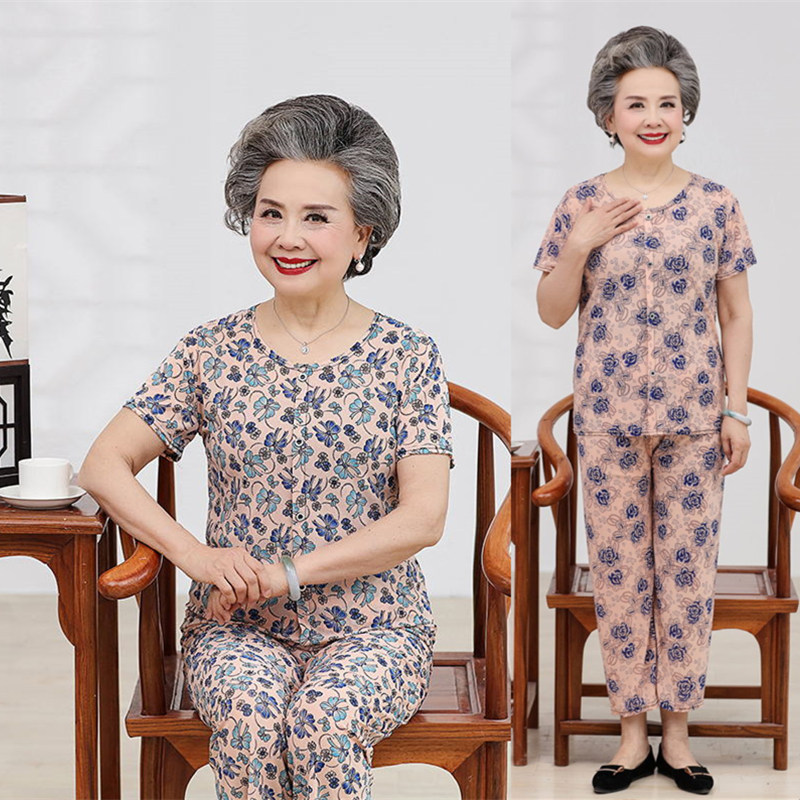 奶奶夏装套装老年人夏季女60-70岁老人大码衣服老太太短袖两件套|ruв категории Женская одежда, в пожилых женщин - от Buy2taobao.com для оказания профессиональной услуги покупки агента Taobao