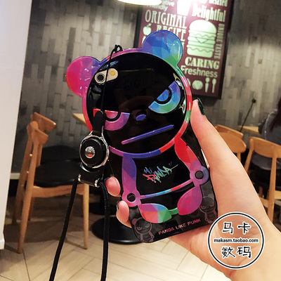 GD同款熊猫iphone6s手机壳苹果6/plus挂绳保护套4.7 5.5软外壳潮