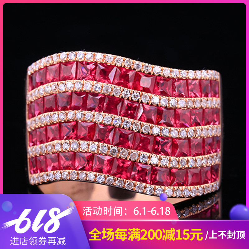 现货仅一件 总计2.87克拉红宝石戒指 豪华霸气四排排镶 18K金镶钻|ruв категории ювелирные изделия/алмаз/жадеит/золото, цветные камни/драгоценные камни, украшения - от Buy2taobao.com для оказания профессиональной услуги покупки агента Taobao