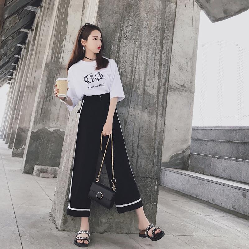 阔腿裤女装春季2018新款时尚潮流九分裤套装宽松大码休闲服两件套|msdalam kategori Butik wanita / wanita, menetapkan/pakaian seragam pelajar/seragam kerja, saman sukan Leisure - dari Buy2taobao.com untuk memberikan perkhidmatan ejen Taobao profesional membeli