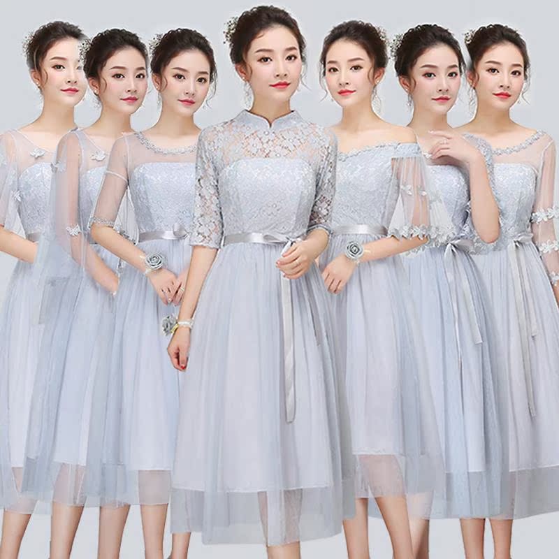 伴娘服中长款女2018新款灰色韩版小礼服姐妹团显瘦毕业宴会晚礼服|ruв категории Женская одежда, Cвадебные платья, платье/вечернее платье - от Buy2taobao.com для оказания профессиональной услуги покупки агента Taobao
