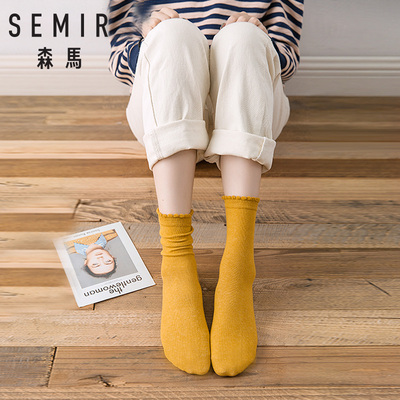森马袜子女棉袜中筒韩版学院风潮堆堆袜抖音韩国春秋日系百搭薄款