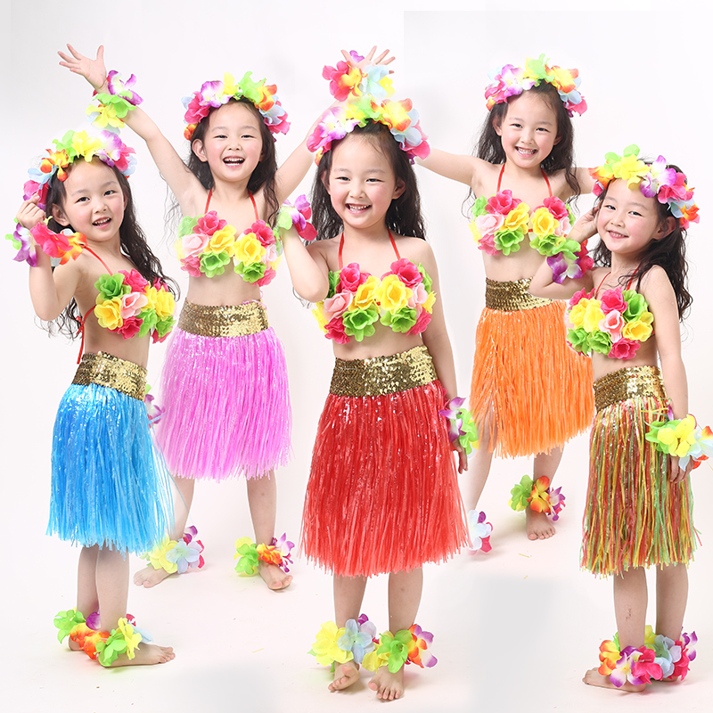 六一儿童节幼儿园草裙派对舞蹈表演加厚演出服套装运动会花环道具|msdalam kategori sukan/Yoga/kecergasan/bekalan peminat, Dance/Aerobik/Gymnastics, Hula, Hula Set - dari Buy2taobao.com untuk memberikan perkhidmatan ejen Taobao profesional membeli