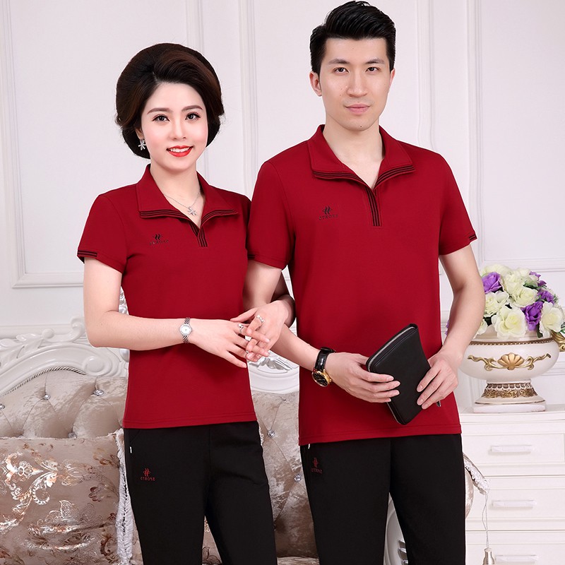 专卖店夏季中老年男女士翻领短袖长裤薄款棉质加肥加大码情侣运动|msdalam kategori sukan/pakaian kasual, Sport Package - dari Buy2taobao.com untuk memberikan perkhidmatan ejen Taobao profesional membeli