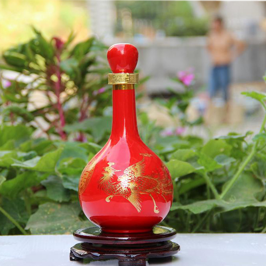 景德镇中国红陶瓷酒瓶 1斤装白酒坛子 一斤装龙凤酒瓶 酒瓶定做|ruв категории посуда, до дна/бокал/вино, бытовых до дна - от Buy2taobao.com для оказания профессиональной услуги покупки агента Taobao