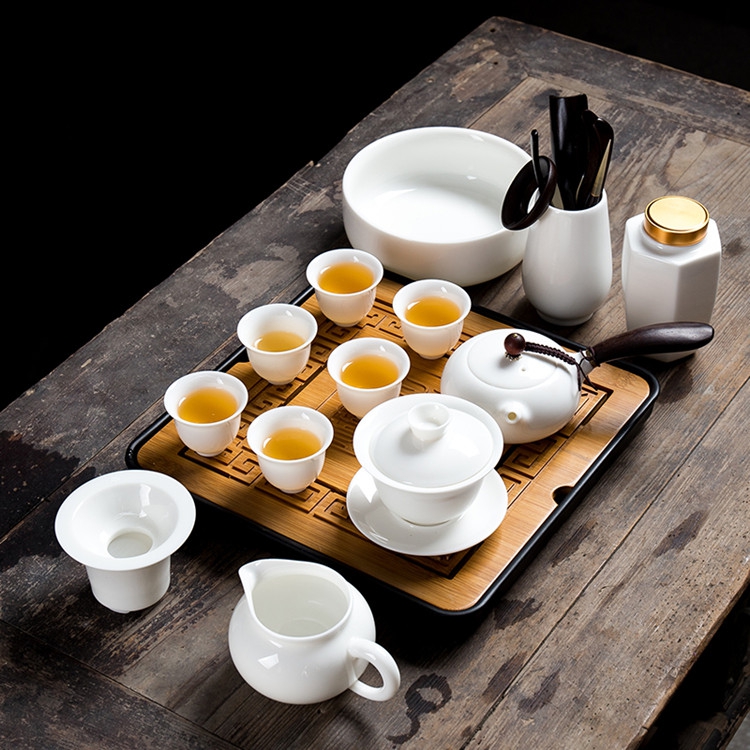 手工羊脂玉瓷德化白瓷功夫茶具套装家用喝茶盖碗简约茶杯茶壶整套|msdalam kategori pinggan mangkuk, set teh, Kung Fu teh - dari Buy2taobao.com untuk memberikan perkhidmatan ejen Taobao profesional membeli