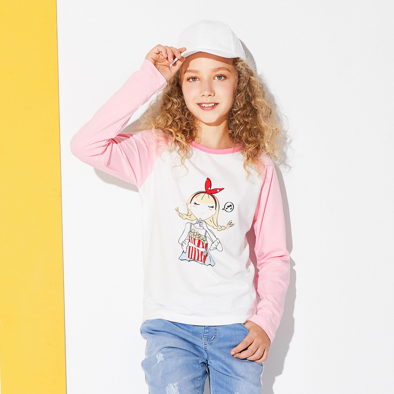 Barabara girl Autumn coat 2018 new pattern spring and autumn CUHK Korean Edition pure cotton Long sleeve T-shirt Versatilein the Children/Baby/Family fitted , T-shirt category - from Buy2taobao.com to provide professional Taobao agent buy service