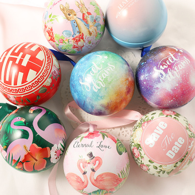 创意结婚欧式喜糖盒圆球形马口铁包装铁盒子婚礼糖果礼品盒精灵球