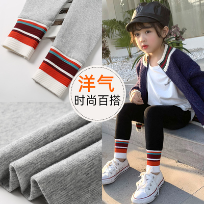 女童裤子春秋装儿童装宝宝打底裤纯棉薄款外穿黑色中厚长裤洋气潮