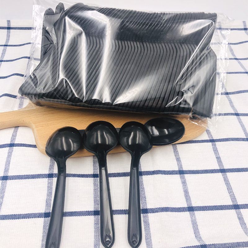 一次性勺子塑料汤勺 饭勺 甜品勺调羹外卖汤勺水晶勺100支黑勺子在类目 餐饮具, 餐具, 叉/勺/筷套装中 - 来自Buy2taobao.com提供专业的淘宝代购服务