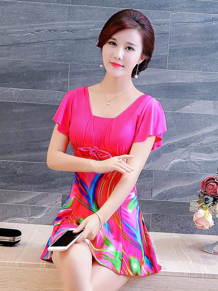 Official website quality goods Lining Quietly middle age Swimsuit conservative Conjoined Skirt Cover the belly Show thin Hot springs Middle and old agein the Sports/Yoga/Fitness/Fans supplies , Swim , Piece swimsuit category - from Buy2taobao.com to provide professional Taobao agent buy service