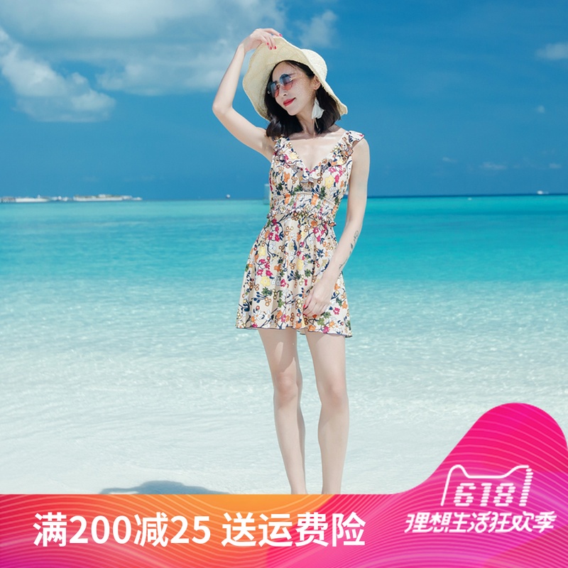 2019新款泳衣女连体裙式显瘦遮肚性感小胸聚拢游泳衣海边度假泳装|msdalam kategori sukan/Yoga/kecergasan/bekalan peminat, berenang, sekeping baju renang - dari Buy2taobao.com untuk memberikan perkhidmatan ejen Taobao profesional membeli